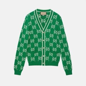 Gucci Emerald GG Patterned Cardigan